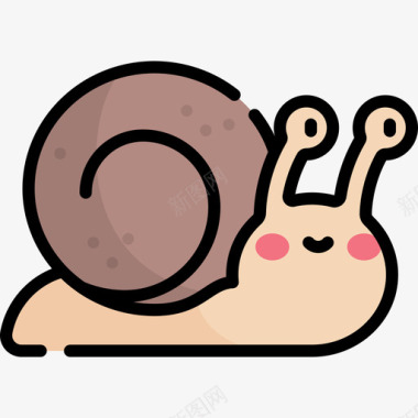 蜗牛自然和动物2线性颜色图标图标