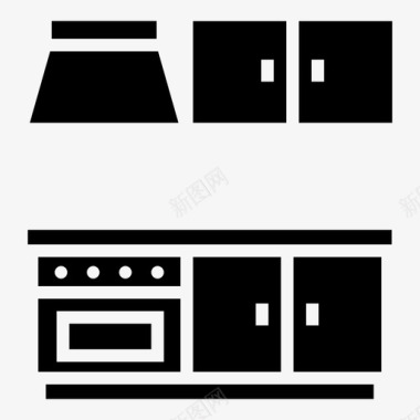 内部厨房设备烹饪家具图标图标
