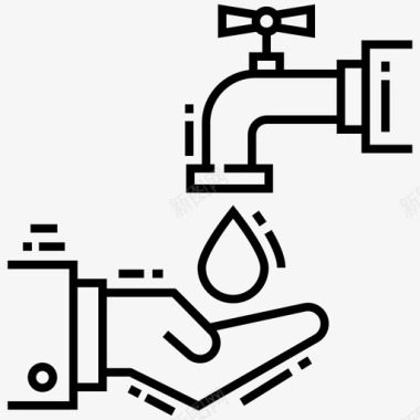 环境生态学节水节约自然水管理图标图标