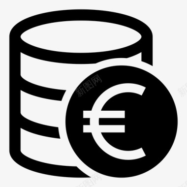 行业标志欧元硬币堆硬币堆货币图标图标