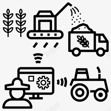 未来感设备远程信息处理控制农业图标图标