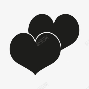 心形心形黑情侣手绘图标图标