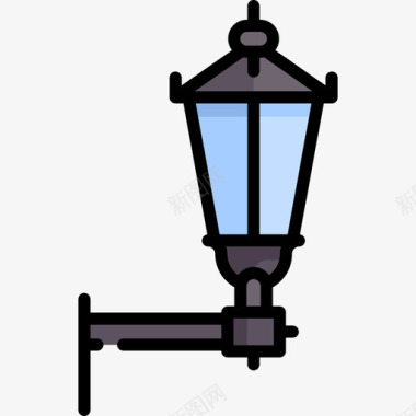 复古路灯路灯复古装饰16线性颜色图标图标