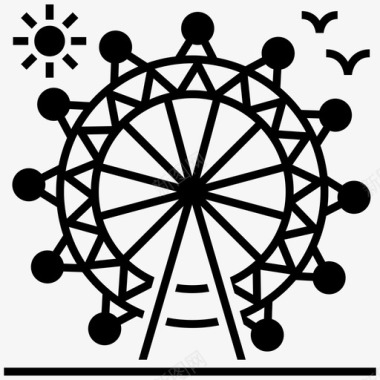 旅游主题艺术字摩天轮大轮子伦敦地标图标图标