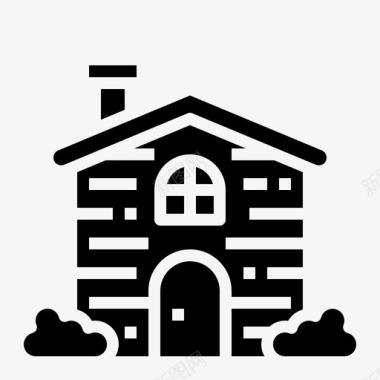 黑色房子小屋建筑家图标图标