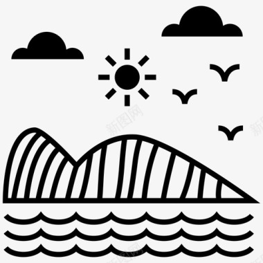 码头海滩自然海景图标图标