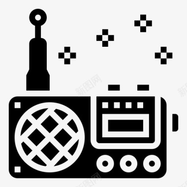 水彩音乐符号收音机娱乐收听图标图标