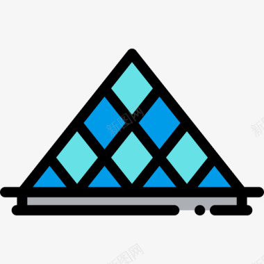 卢浮宫金字塔标志性建筑10座线条色彩图标图标