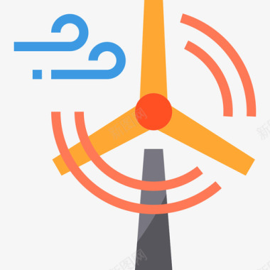 风力发电厂工业14扁平图标图标