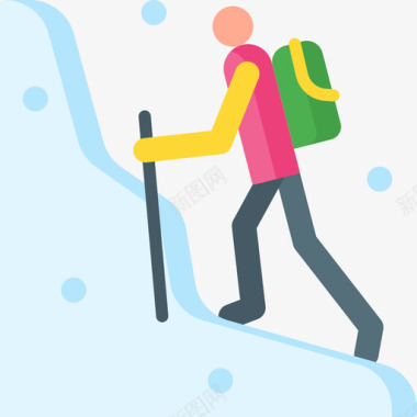 徒步旅行冬季运动16平地图标图标