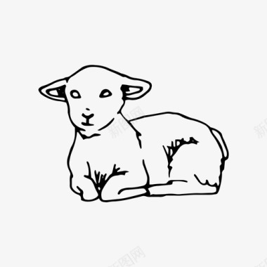 羊羔肉复活节手绘图标图标