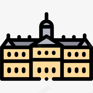 荷兰皇家宫殿4线性颜色图标图标