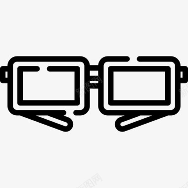 3d眼镜电视4线性图标图标