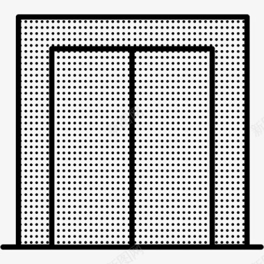 电梯标志电梯门虚线图标图标