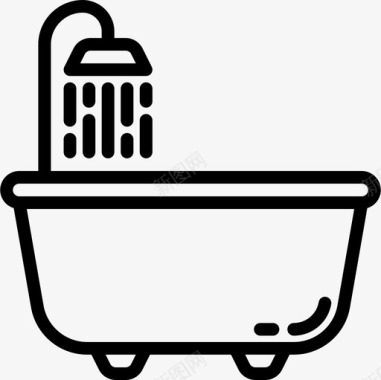 浴室家居装饰线性图标图标