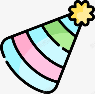 派对帽婴儿淋浴5线性颜色图标图标