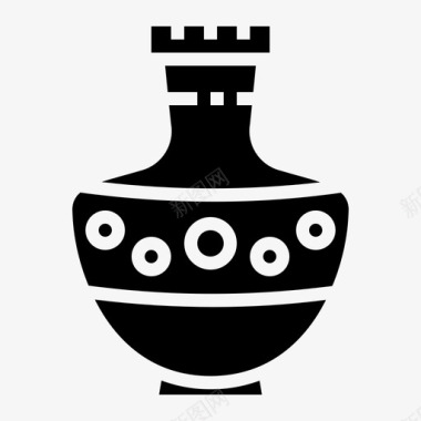 希腊陶器双耳瓶古董图标图标