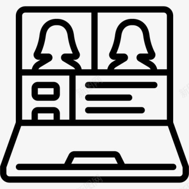 笔记本电脑视频博客线性图标图标