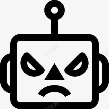 可爱机器人愤怒化身表情符号图标图标
