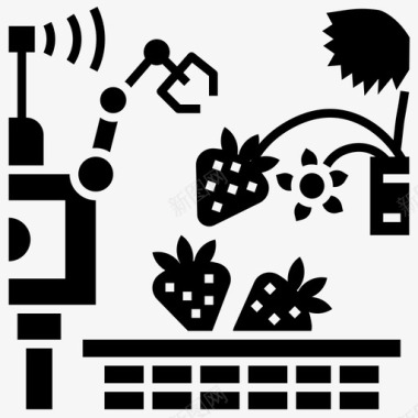 未来感自动收割农业机器人图标图标
