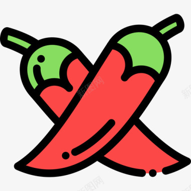 辣椒水果蔬菜9线形颜色图标图标