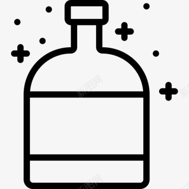 瓶装酒精饮料线性图标图标
