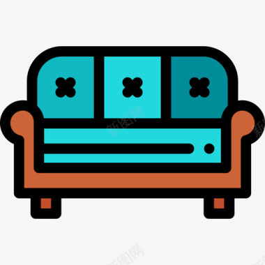家居沙发沙发家居和生活8线性颜色图标图标