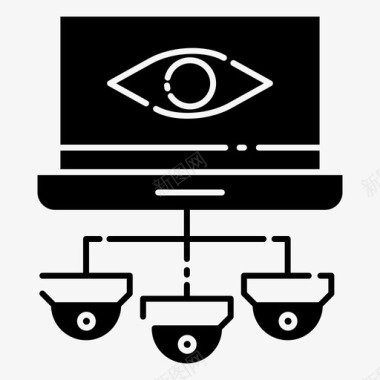 大屏幕电视闭路电视摄像机保安图标图标