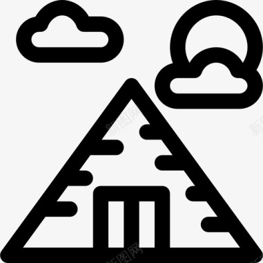 埃及金字塔旅游应用程序16线性图标图标