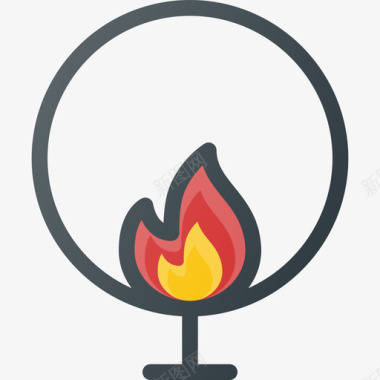 圆形火焰图标圆形马戏团34线性颜色图标图标