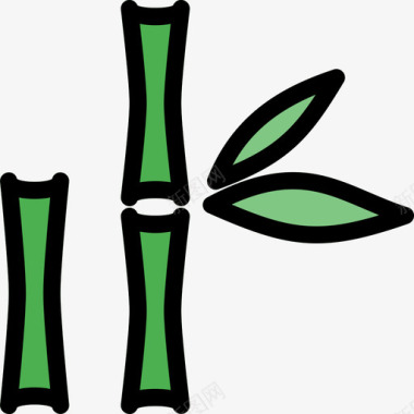 竹子美容spa6线性颜色图标图标