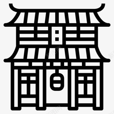 日本乌冬面寺庙建筑亚洲图标图标