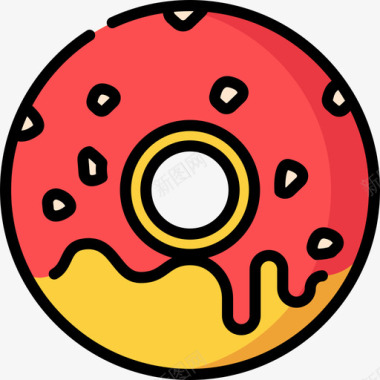 甜甜圈甜甜圈快餐43线性颜色图标图标