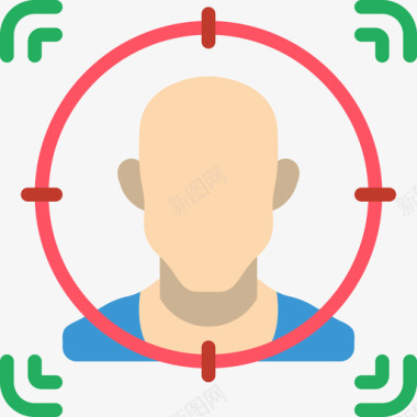 面部识别面部识别生物识别3平面图标图标