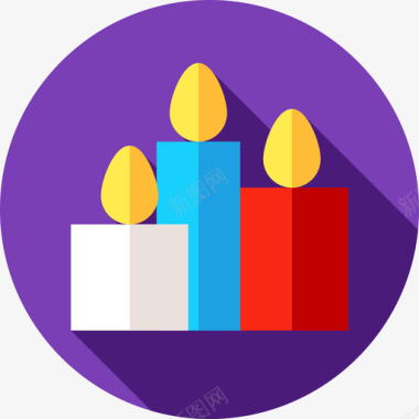 庆祝圣诞节蜡烛派对庆祝7扁平图标图标