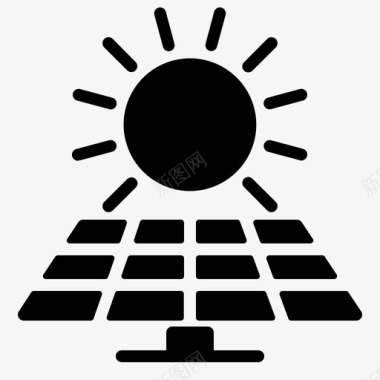 手绘太阳能板太阳能板电能源图标图标