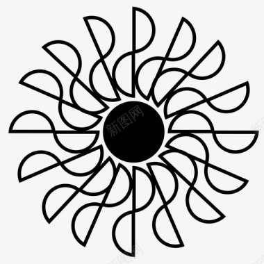 太阳花朵曼陀罗图标图标