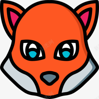 两只狐狸狐狸动物42线形颜色图标图标