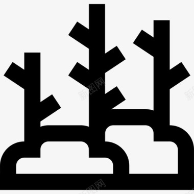 四季树矢量树树5线形图标图标