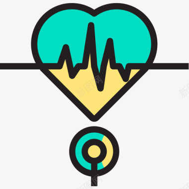 保健足疗心率医疗保健9线性颜色图标图标