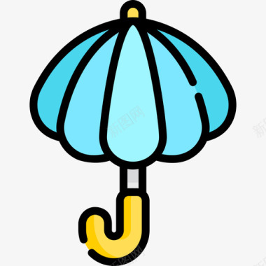 雨伞婴儿淋浴5线性颜色图标图标