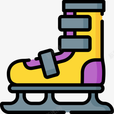 运动小人图标矢量素材滑冰冬季运动15线性颜色图标图标