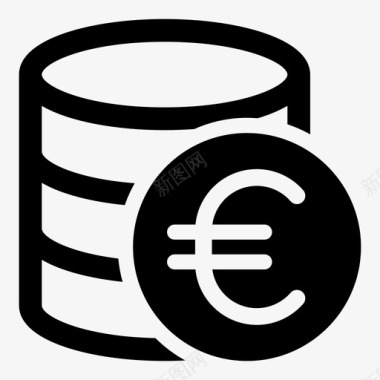 行业标志欧元硬币堆货币图标图标