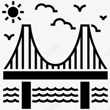 春节旅游全景桥桥梁建筑地标图标图标