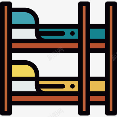生活家装双层床家庭和生活8线性颜色图标图标