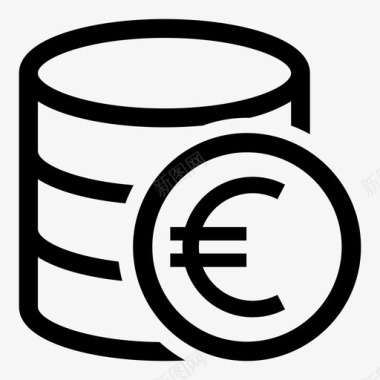 行业标志欧元硬币堆货币图标图标