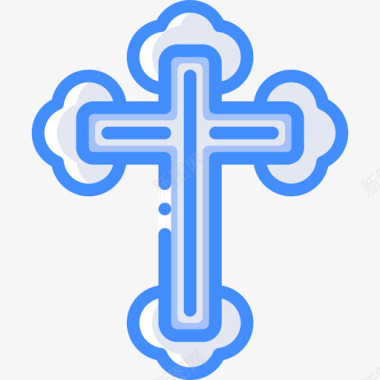 十字架死亡之日蓝色图标图标