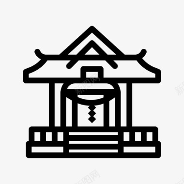 日本剪影神社建筑日本图标图标