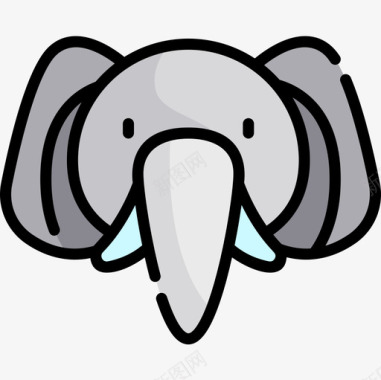大象婴儿淋浴5线性颜色图标图标