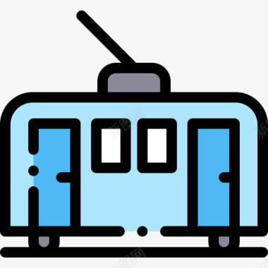公共交通标识无轨电车公共交通7线性颜色图标图标